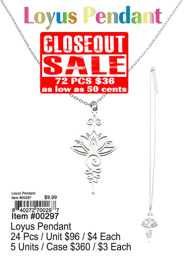 Lotus Pendant - Closeout 72 Pcs.